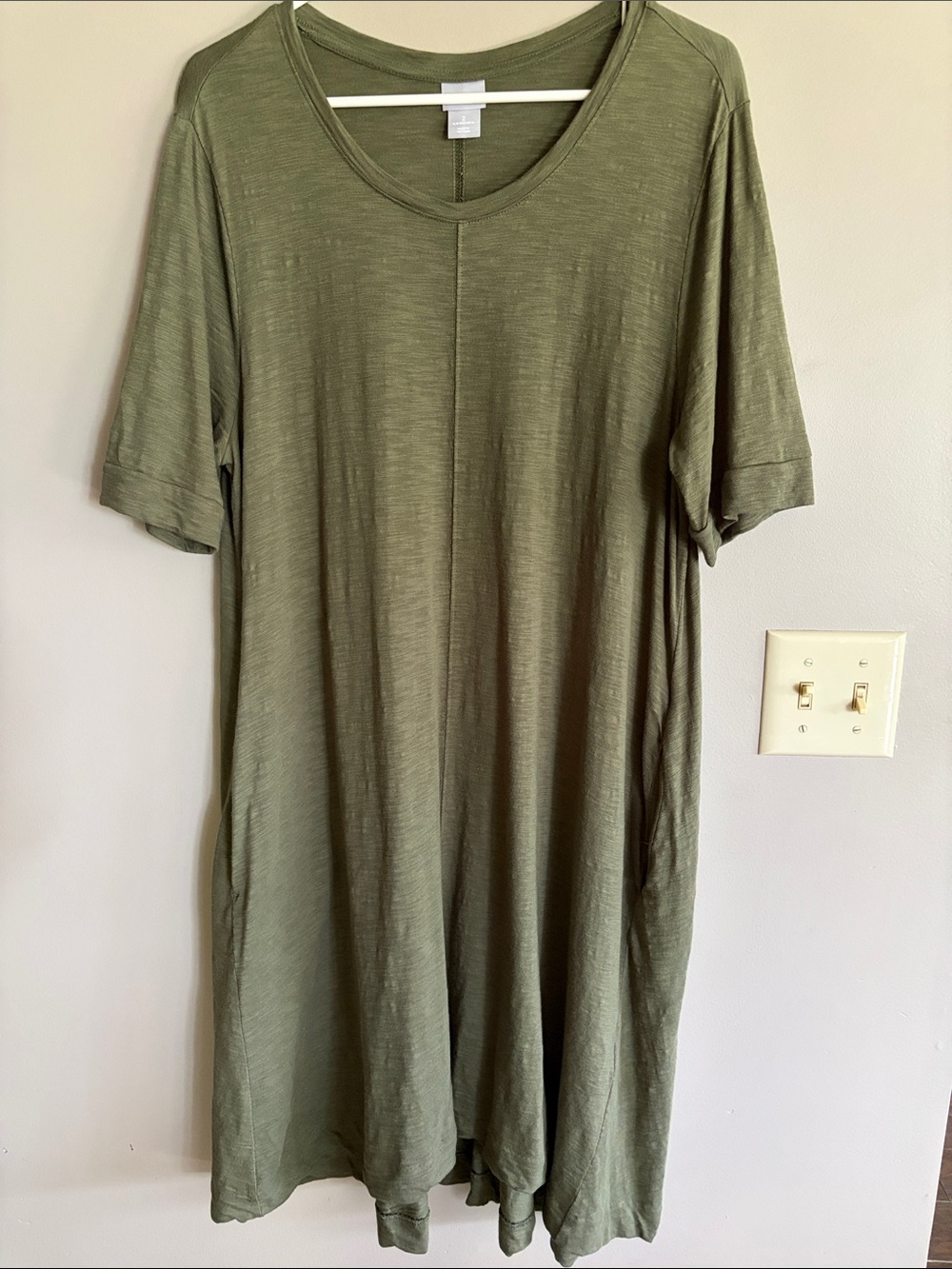 Chico's Sz 2 Olive Slub Knit Dress